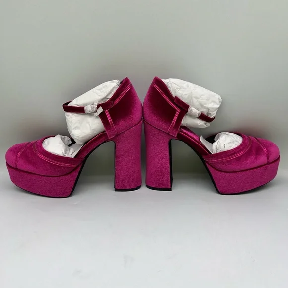 Jeffrey Campbell Low Down Platform Fuchsia Velvet - Picture 9 of 15